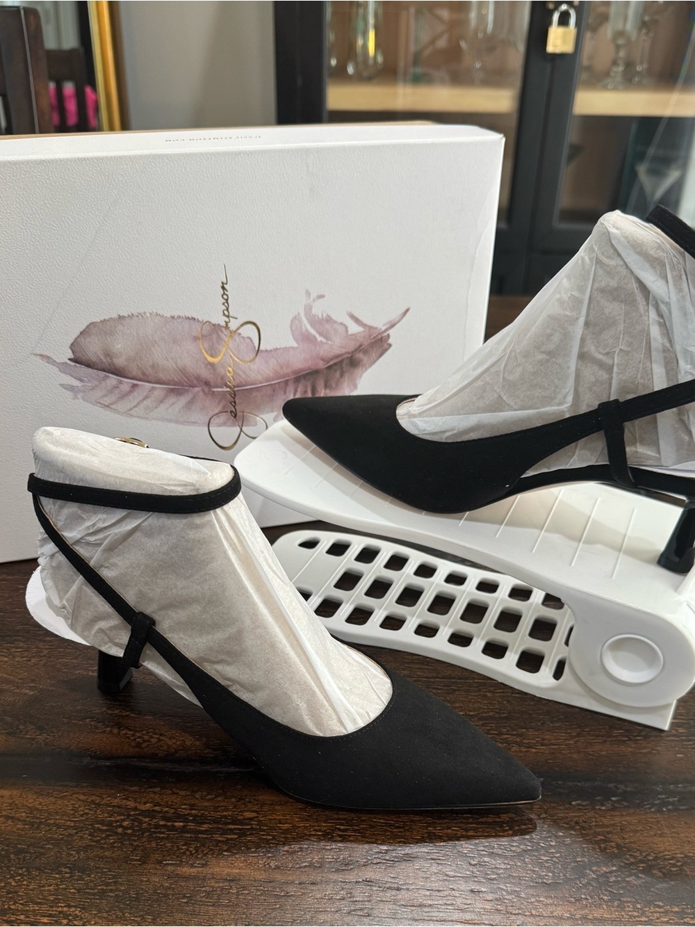 Jessica Simpson Reiya Black Pointed-Toe Mary Jane Kitten Heels